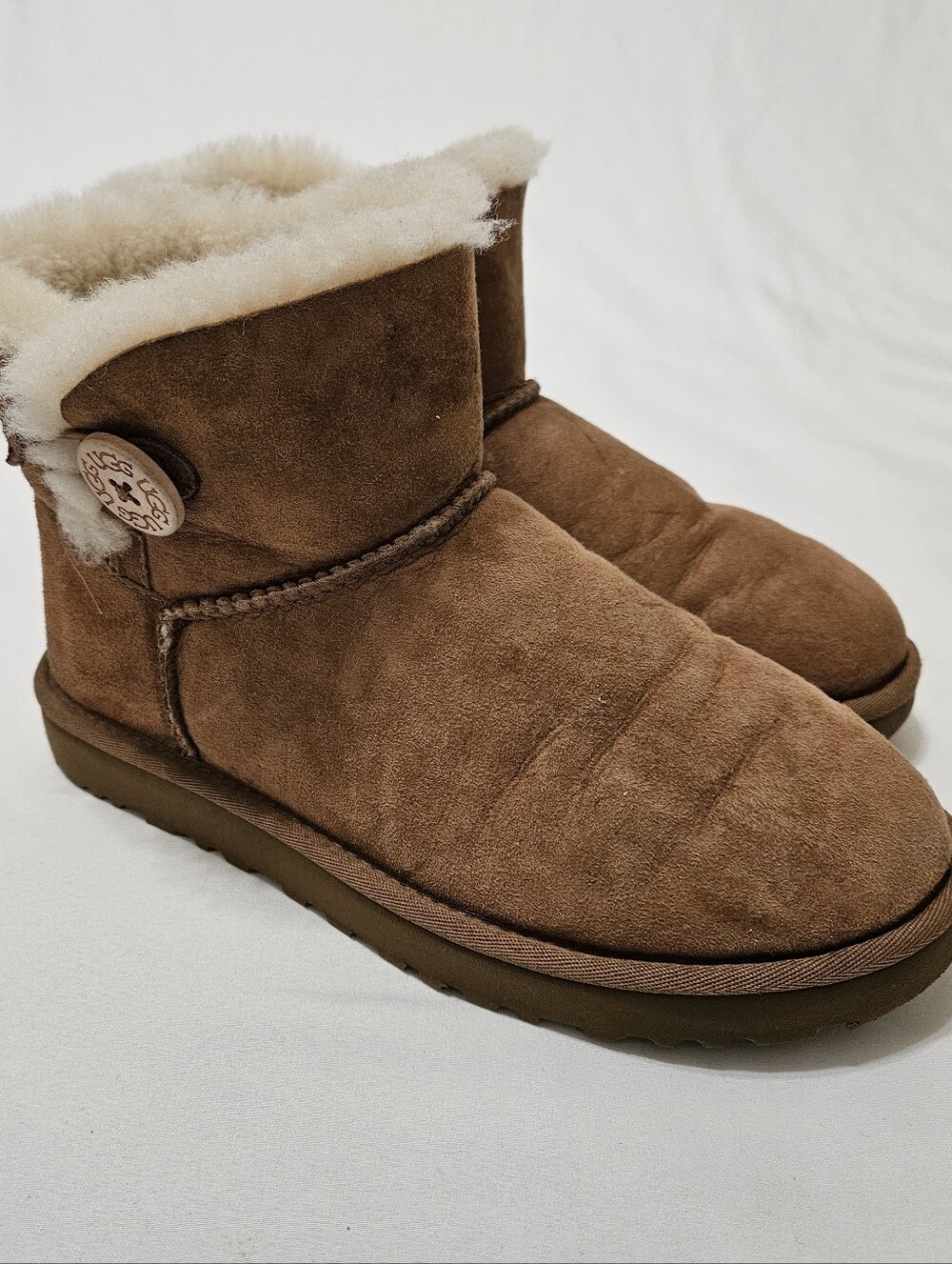 UGG Mini Bailey Button II Boots Chestnut Women's US 8 UK 6.5 Casual Comfort